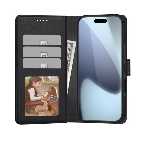 Etui pokrowiec z klapką miejscem na karty do iPhone 17 MagSafe Wallet - czarny mat