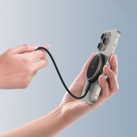 Ładowarka indukcyjna z podstawką kablem USB-A - USB-C MagSafe - czarna