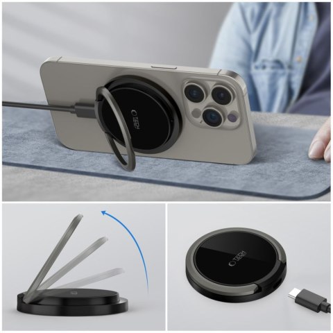 Ładowarka indukcyjna z podstawką kablem USB-A - USB-C MagSafe - czarna