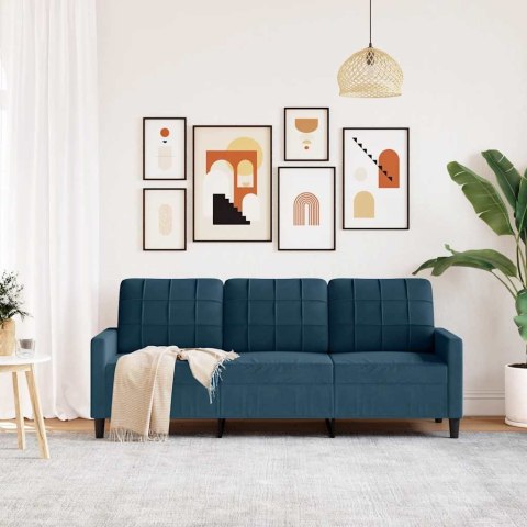 Sofa 3-osobowa, niebieski, 180 cm, tapicerowana aksamitem