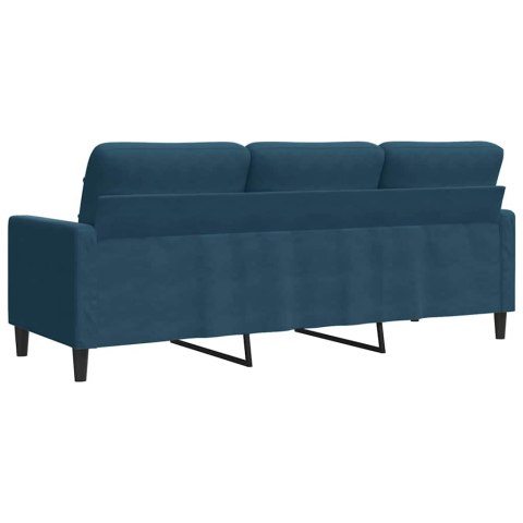 Sofa 3-osobowa, niebieski, 180 cm, tapicerowana aksamitem