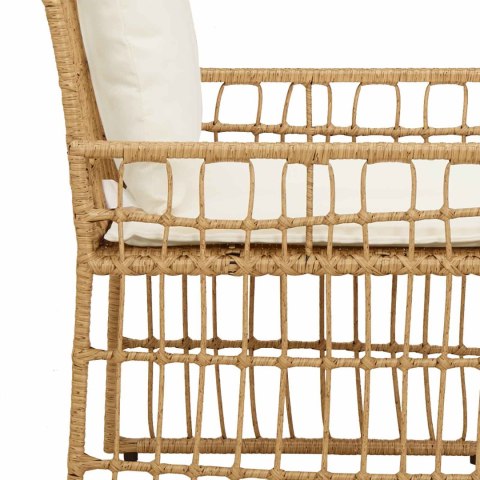 Zestaw Mebli Ogrodowych 4 pcs Naturalny i Kremowy Biały
