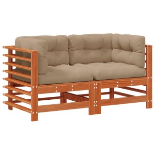Sofa narożna do ogrodu Lite drewno sosnowe Woskowy Brąz