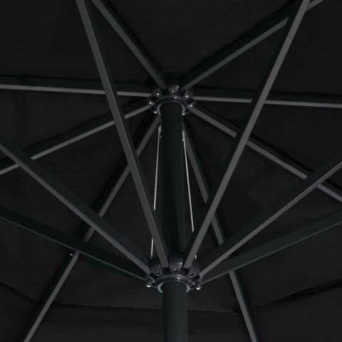 Parasol ogrodowy na aluminiowym słupku, 600 cm, czarny
