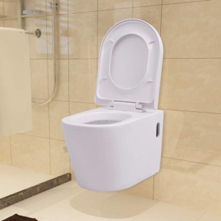 Podwieszana toaleta ceramiczna ze spłuczką, biała
