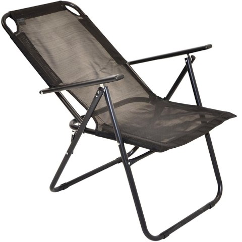 KRZESŁO TURYSTYCZNE Z PODŁOKIETNIKAMI 61x66x65-108CM SKŁADANE CZARNE ENERO CAMP