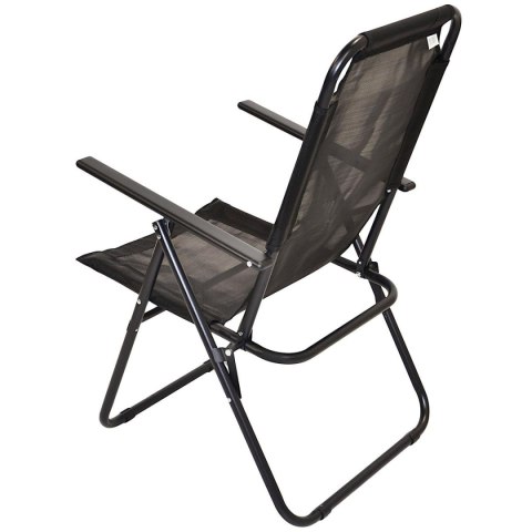 KRZESŁO TURYSTYCZNE Z PODŁOKIETNIKAMI 61x66x65-108CM SKŁADANE CZARNE ENERO CAMP