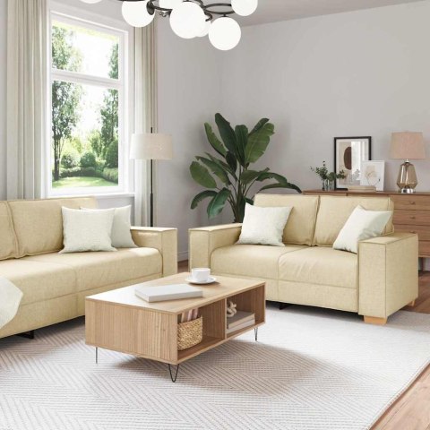 Sofa 3 pcs Kremowy 220 x 80 x 84 cm Tkanina lniana