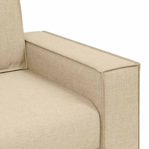 Sofa 3 pcs Kremowy 220 x 80 x 84 cm Tkanina lniana