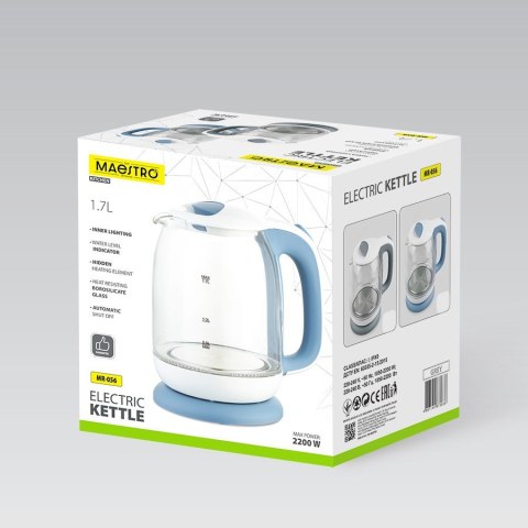 Czajnik elektryczny szklany 1,7l 2200W MR-056-BLUE MAESTRO