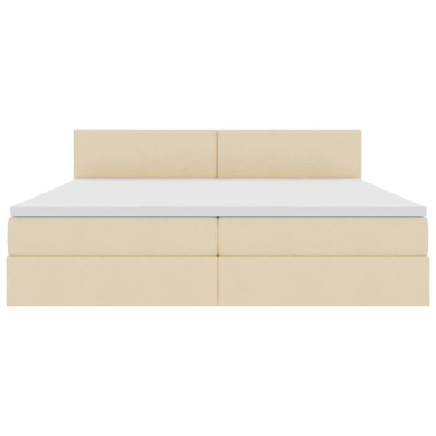 Łóżko z miejscem na przechowywanie i LED Kremowy 200 x 200 cm