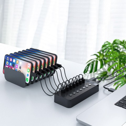Hub CT2U3-16AB z włącznikami 16x USB-A - czarny