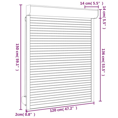 Roleta Biały 120 x 150 cm Aluminium i poliuretan