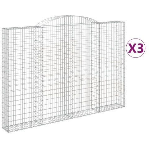 Kosze gabionowe, 3 szt, 300x30x200/220 cm, galwanizowane żelaz
