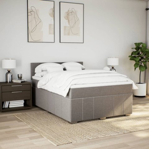 Łóżko kontynentalne z materacem, taupe, tkanina, 140x200 cm