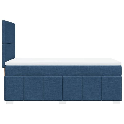 Łóżko kontynentalne z materacem, niebieskie, tkanina 100x200 cm