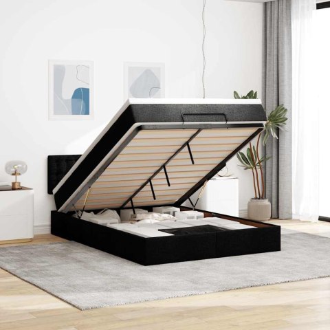 Łóżko otomana z materacem i diodami LED Czarny 140x200 cm