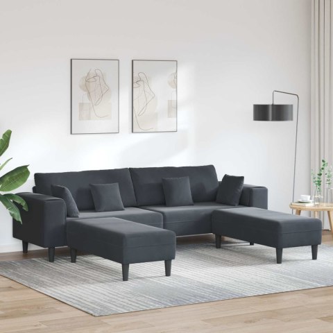 Sofa z poduszką 3 pcs Ciemnoszary Aksamit