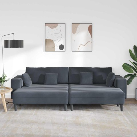 Sofa z poduszką 3 pcs Ciemnoszary Aksamit