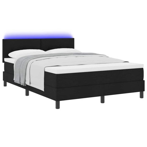 Łóżko sprężynowe z materacem z LED Czarny 140 x 200 cm tkanina