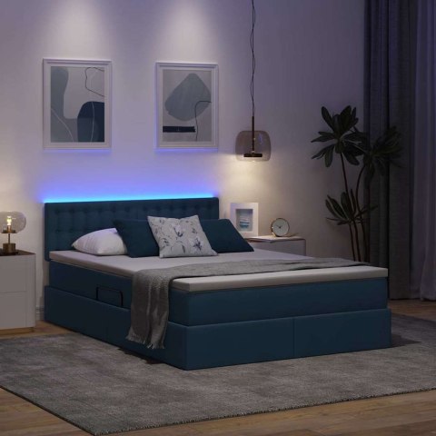 Łóżko z miejscem na przechowywanie i LED Niebieski 140 x 200 cm