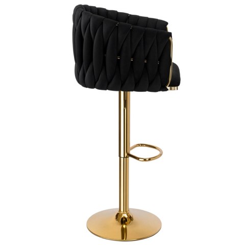 Krzesło barowe COFTON GOLD welurowe czarne VELVET