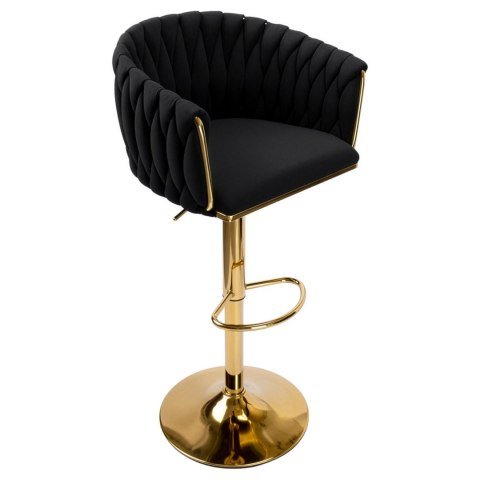 Krzesło barowe COFTON GOLD welurowe czarne VELVET