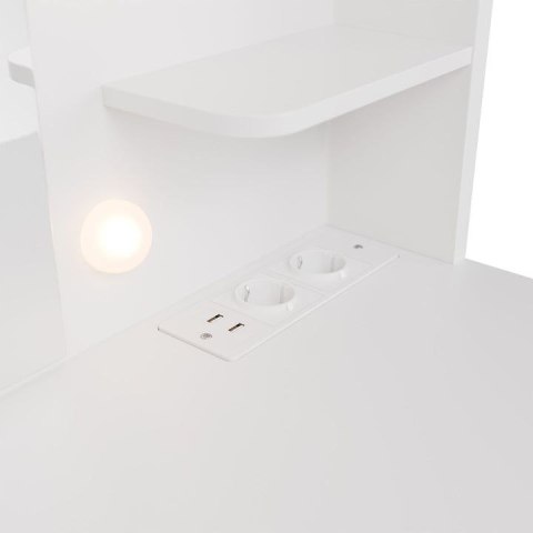 Nowoczesna toaletka LED, 7 szuflad, biała, 107x40 cm