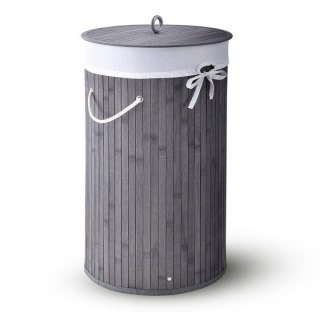 Okrągły bambusowy kosz na pranie 55 l z pokrywą i workiem