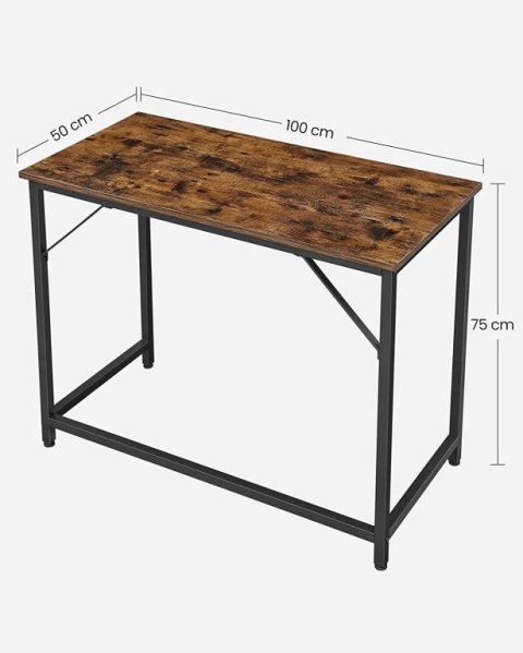 Nowoczesne biurko do pracy 100x50 cm stal/rustykalny brąz