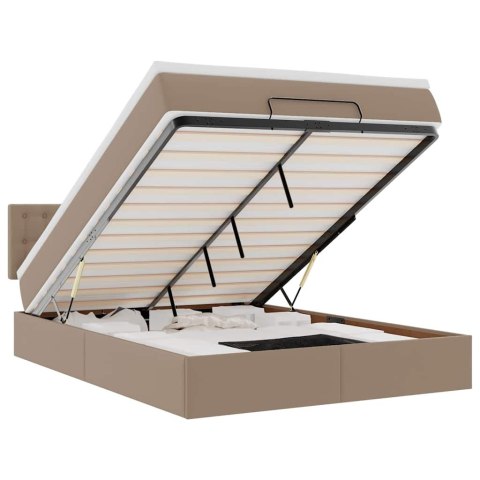 Łóżko otomana z materacami i LED, cappucino, 140x190cm ekoskóra