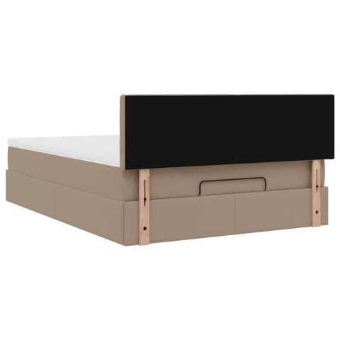 Łóżko otomana z materacami i LED, cappucino, 140x190cm ekoskóra