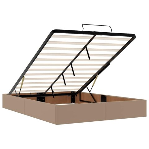 Łóżko otomana z materacami i LED, cappucino, 140x190cm ekoskóra