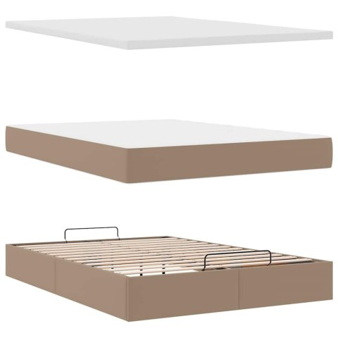 Łóżko otomana z materacami i LED, cappucino, 140x190cm ekoskóra