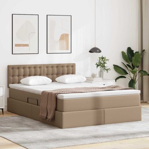 Łóżko z miejscem na przechowywanie i LED Kawowy 140 x 200 cm