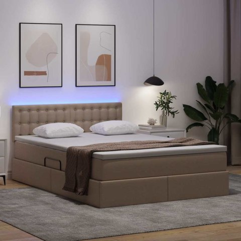 Łóżko z miejscem na przechowywanie i LED Kawowy 140 x 200 cm