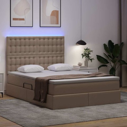 Łóżko z miejscem na przechowywanie i LED Kawowy 140 x 200 cm
