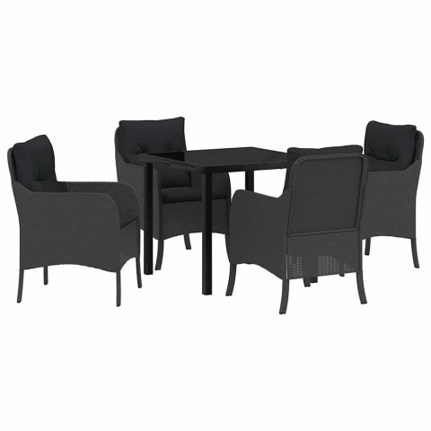 Zestaw do jadalni w ogrodzie z poduszką 5 pcs Czarny polirattan