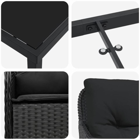 Zestaw do jadalni w ogrodzie z poduszką 5 pcs Czarny polirattan