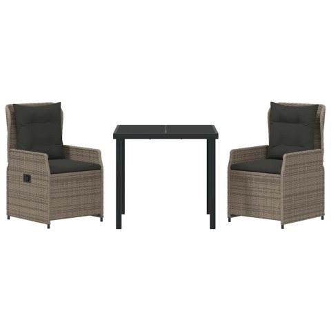 Zestaw do jadalni w ogrodzie 3 pcs Szary polirattan