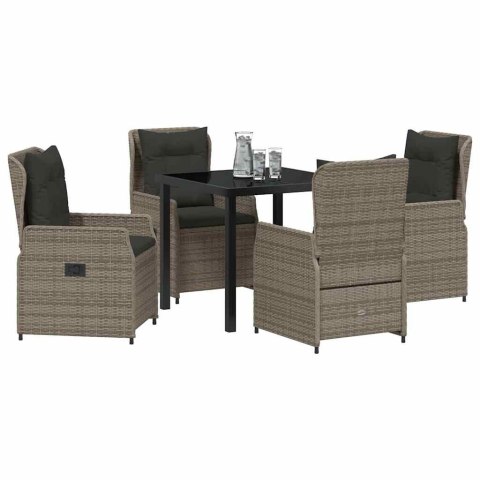 Zestaw do jadalni w ogrodzie 5 pcs Szary polirattan