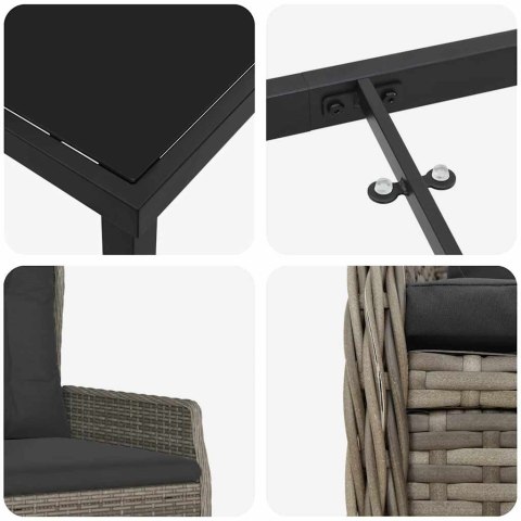 Zestaw do jadalni w ogrodzie 5 pcs Szary polirattan