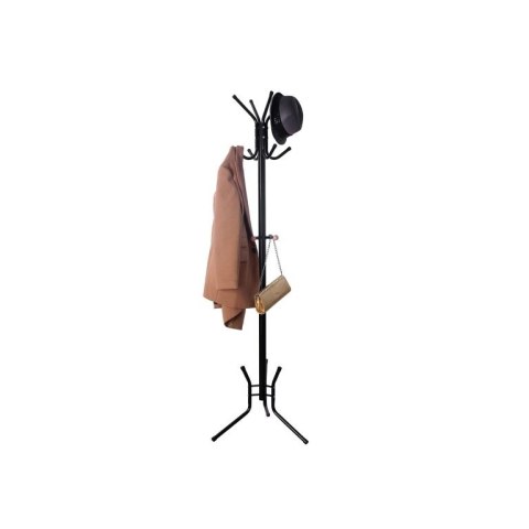 Stojak na ubrania z 12 haczykami, czarny, stalowy, 178 cm