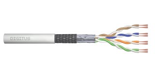 Kabel teleinformatyczny patchcordowy DIGITUS kat.5e, SF/UTP, linka, AWG 26/7, PVC, 100m, szary, karton