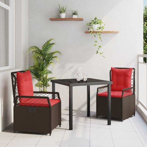 Zestaw do jadalni w ogrodzie 3 pcs Brązowy polirattan