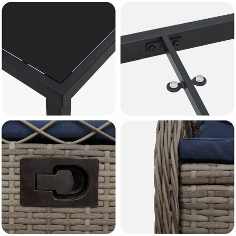 Zestaw do jadalni w ogrodzie 5 pcs Szary polirattan