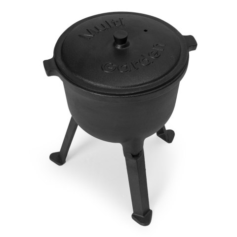 Kociołek żeliwny emaliowany 5L stojący garnek myśliwski ognisko grill MultiGarden