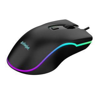 Activejet mysz przewodowa podgrzewana USB AMY-W390. Ma 3 temperatury 30 stopni podświetlenie na żółto, 35 stopni podświetlenie n
