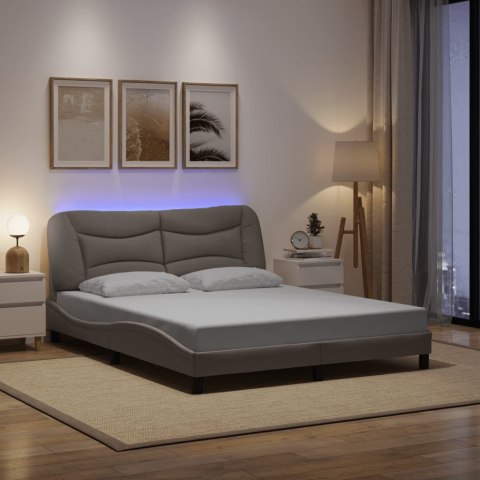 Rama łóżka z LED bez materaca Hvar Taupe 160x200 cm Tkanina