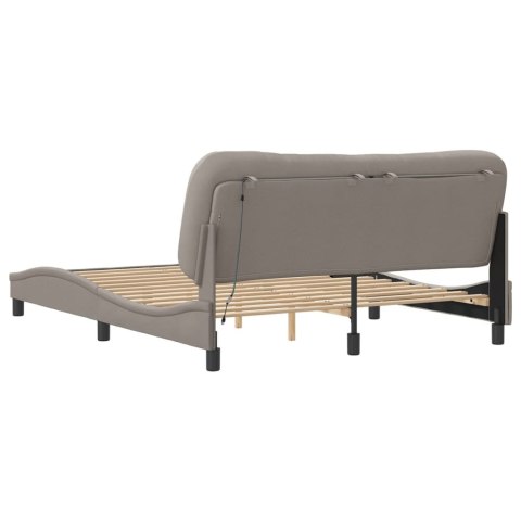 Rama łóżka z LED bez materaca Hvar Taupe 160x200 cm Tkanina